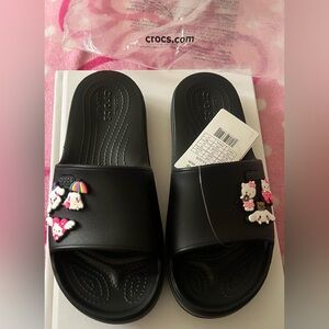 Crocs with Hello Kitty and Cinnamon Roll Croc Charms - With 9 additional charms